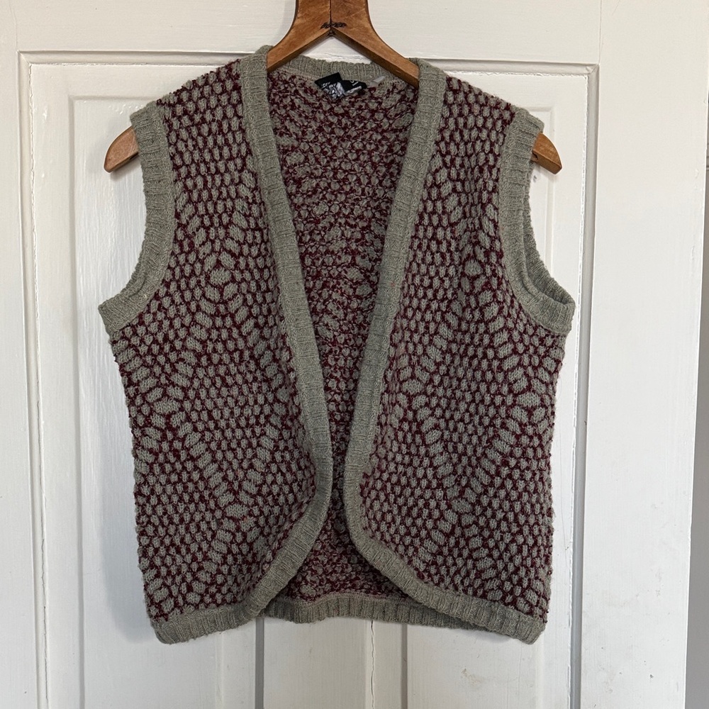 Unique Vintage Vest in Maroon and Greenish-Gray Made in Italy